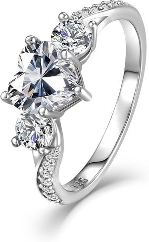 Moissanite engagement rings for her wedding promise ring white gold plated heart cut 925 sterling silver for Anniversary Valentines in Saudi Arabia