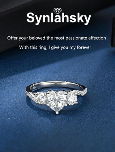 Moissanite engagement rings for her wedding promise ring white gold plated heart cut 925 sterling silver for Anniversary Valentines in Saudi Arabia