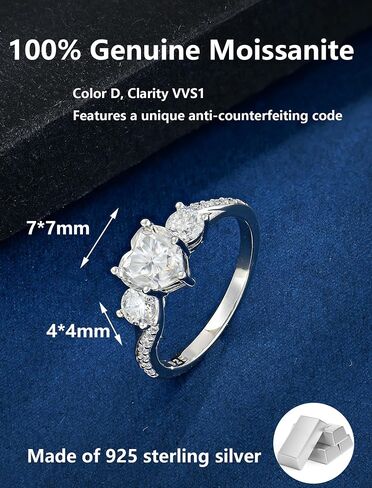 Moissanite engagement rings for her wedding promise ring white gold plated heart cut 925 sterling silver for Anniversary Valentines in Saudi Arabia