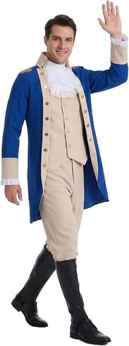 PARTYEVER Mens Colonial Costume Republican Governor Washington Cosplay Outfits Halloween Historical President Uniforms in Saudi Arabia