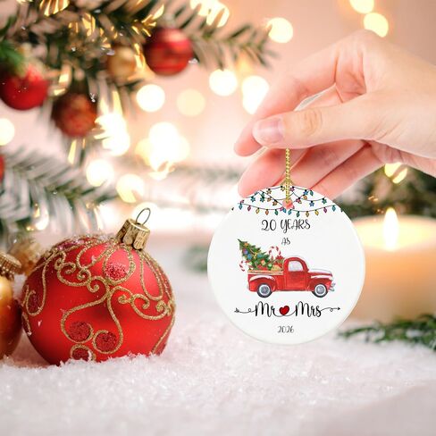 20 Year Anniversary Ornament 2026, 20th Anniversary Mr and Mrs Gifts for Couple, 20 Year Porcelain Wedding Gifts Keepsake for Home and Christmas Decorations in Kuwait