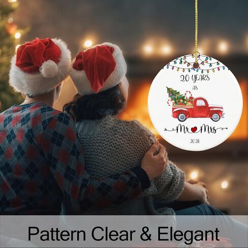 20 Year Anniversary Ornament 2026, 20th Anniversary Mr and Mrs Gifts for Couple, 20 Year Porcelain Wedding Gifts Keepsake for Home and Christmas Decorations in Kuwait