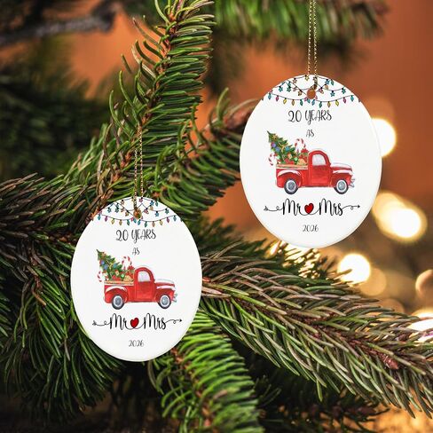 20 Year Anniversary Ornament 2026, 20th Anniversary Mr and Mrs Gifts for Couple, 20 Year Porcelain Wedding Gifts Keepsake for Home and Christmas Decorations in Kuwait