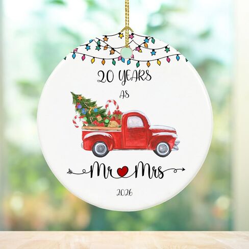 20 Year Anniversary Ornament 2026, 20th Anniversary Mr and Mrs Gifts for Couple, 20 Year Porcelain Wedding Gifts Keepsake for Home and Christmas Decorations in Kuwait
