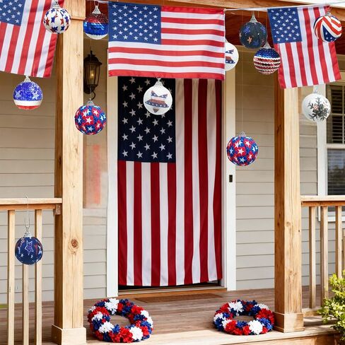 20Pcs 4th of July Tree Decorations - Patriotic Ornaments Hanging Balls,Red White Blue Decorations for Independence Day Veteran Day Memorial Day Home Decor in Kuwait