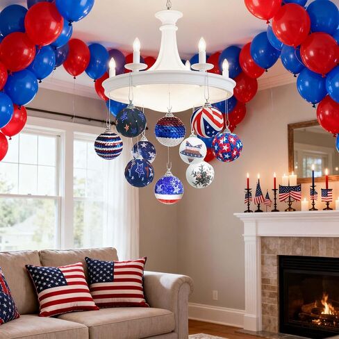 20Pcs 4th of July Tree Decorations - Patriotic Ornaments Hanging Balls,Red White Blue Decorations for Independence Day Veteran Day Memorial Day Home Decor in Kuwait