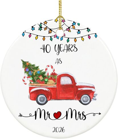20 Year Anniversary Ornament 2026, 20th Anniversary Mr and Mrs Gifts for Couple, 20 Year Porcelain Wedding Gifts Keepsake for Home and Christmas Decorations in Kuwait