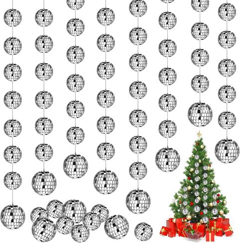 8 Pack Disco Party Decorations Mini Disco Ball Garlands Silver Mirror Ball Hanging Banner Silver Streamer Curtains for Birthday Wedding Christmas Party Backdrop Supplies in Saudi Arabia
