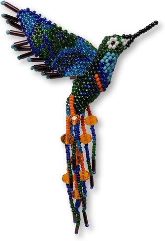 Mayan Arts New Hummingbird, Beaded Ornamental Figurine, Red, Blue, Orange, Christmas Tree Ornaments, Good Luck Charm, Holiday Decoration, Handmade in Guatemala 3 Inches x 5 Inches (Red Multi) in Saudi Arabia