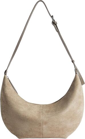Suede Hobo Purse Crossbody Bag for Women Crescent Shoulder Bag with Zipper Closure for Everyday Use in Saudi Arabia