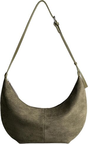 Suede Hobo Purse Crossbody Bag for Women Crescent Shoulder Bag with Zipper Closure for Everyday Use in Saudi Arabia