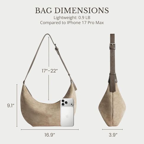 Suede Hobo Purse Crossbody Bag for Women Crescent Shoulder Bag with Zipper Closure for Everyday Use in Saudi Arabia