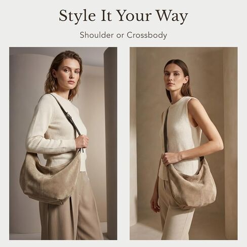 Suede Hobo Purse Crossbody Bag for Women Crescent Shoulder Bag with Zipper Closure for Everyday Use in Saudi Arabia