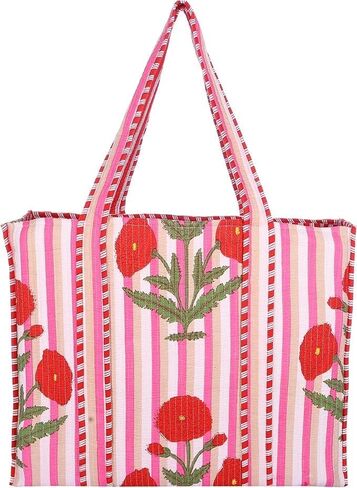 YILLE Women Handblock Lightweight Travel Bag Purse Cotton Shoulder Tote Bag For Shopping Grocery & Beach Bag in Saudi Arabia