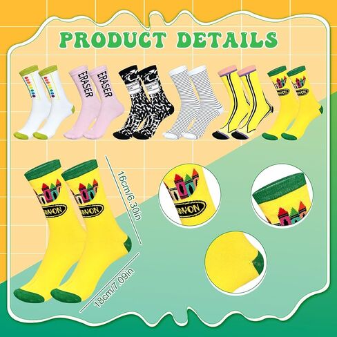 18 Pcs/6 Sets Stationery Group Costume for Adults Pencil Costume Teachers Apron Costume Bulk Back to School Gift Includes Apron Sock Hat for Funny Crayon Pencil Dress Outfit Cosplay Dress up in Saudi Arabia