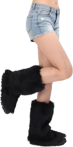 Women Faux Fur Boot Cover Furry Fluffy Leg Warmer Winter for Valentines Party Costumes in Saudi Arabia