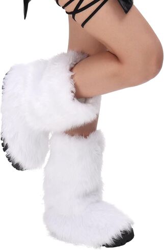 Women Faux Fur Boot Cover Furry Fluffy Leg Warmer Winter for Valentines Party Costumes in Saudi Arabia