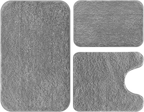 Ultra Soft Microfiber Bathroom Rug Set 3 Pieces - Non Slip Quick Dry Bath Mats for Bathroom Floor, Absorbent Shower Rugs with 20x32"/17x24"/20x24", Machine Washable Bath Rugs for Tub, Shower, Vanity in Saudi Arabia