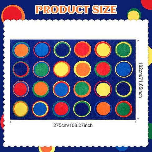 Classroom Carpets Playmat Rugs with Spots, 6x9 ft 24 Seat Classroom Kids Circle Time Learning Area Rugs, Colorful Dot Children's Nursery Sitting Play Mat for Preschool Kindergarten Playroom Daycare in Kuwait