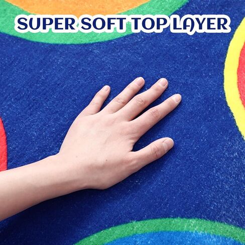 Classroom Carpets Playmat Rugs with Spots, 6x9 ft 24 Seat Classroom Kids Circle Time Learning Area Rugs, Colorful Dot Children's Nursery Sitting Play Mat for Preschool Kindergarten Playroom Daycare in Kuwait