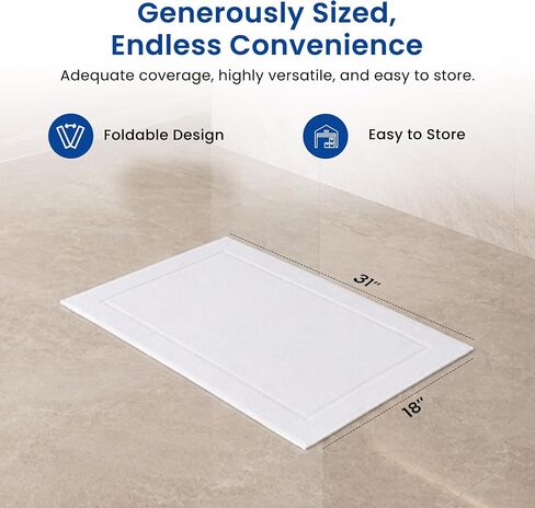 100% Cotton White Bath Mat Set of 6 (NOT A Rug) - 18" x 31" - 650 GSM Bath Mats for Bathroom - Soft Bathroom Mats - Highly Absorbent & Quick Dry Shower Mat Set (White) in Kuwait