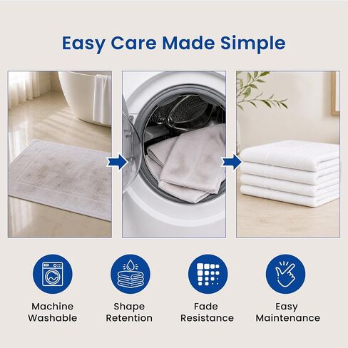 100% Cotton White Bath Mat Set of 6 (NOT A Rug) - 18" x 31" - 650 GSM Bath Mats for Bathroom - Soft Bathroom Mats - Highly Absorbent & Quick Dry Shower Mat Set (White) in Kuwait