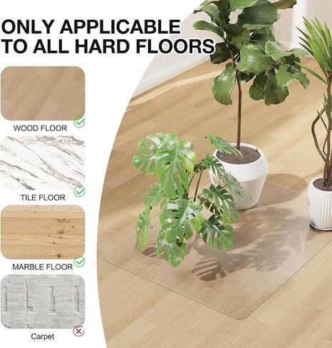 Floor Mat for Home, 24"x 36" Upgraded Clear Area Rug, Non-Slip Entryway Rug, PVC Waterproof Desk Cover Protector Refrigerator Mat, Plastic Desk Pad Mat in Kuwait