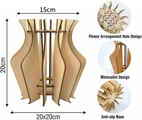 2 Pack Wooden Lego Flower Vase, Puzzle Vase for Lego Flowers Bouquet Building Set, Wooden Display Stand for Lego Botanicals Flower Lovers Lego Vase for Roses Cherry Blossom Sunflower Daffodils in Saudi Arabia