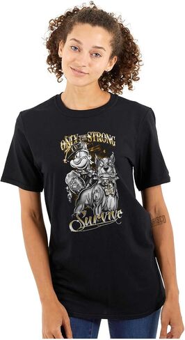 Brisco Brands Urban Popeye Dog Only Strong Survive Graphic T Shirt Men or Women in Kuwait