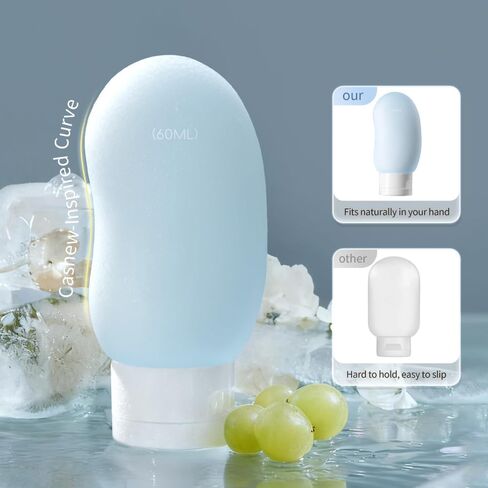 Travel Bottles 4 Pack – 2oz TSA Approved Travel Size Containers, Kidney-Shaped Ergonomic Design with Leak-Proof, Refillable Shampoo & Conditioner Bottles for Cruise & Airplane Travel in Saudi Arabia