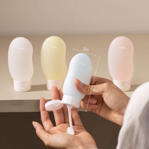 Travel Bottles 4 Pack – 2oz TSA Approved Travel Size Containers, Kidney-Shaped Ergonomic Design with Leak-Proof, Refillable Shampoo & Conditioner Bottles for Cruise & Airplane Travel in Saudi Arabia