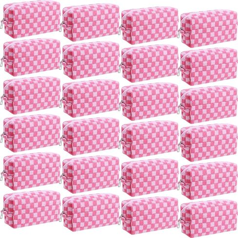 Giesiery 8 Pcs Checkered Makeup Bag Bulk Cosmetic Organizer for Women & Teens Preppy Travel Toiletry Pouch for Skincare & Brushes Bridesmaid Proposal Gifts (8, Classic Color) in Saudi Arabia
