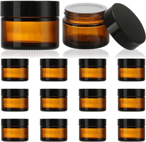 12 Pcs 4 oz Amber Glass Jars with Lids, Round Glass Containers with Inner Liners, Airtight Leakproof, UV-Protective for Lotion, Powder, Ointment, Candle Making Storage in Saudi Arabia