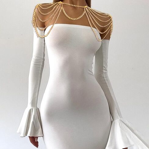 Gold Body Chain Shoulder Chain Punk Layered Arm Chain Women Tasssel Shoulder Necklace Party Nightclub Bridal Body Jewelry in Saudi Arabia