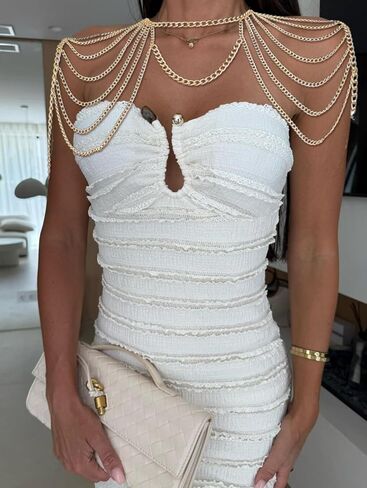 Gold Body Chain Shoulder Chain Punk Layered Arm Chain Women Tasssel Shoulder Necklace Party Nightclub Bridal Body Jewelry in Saudi Arabia