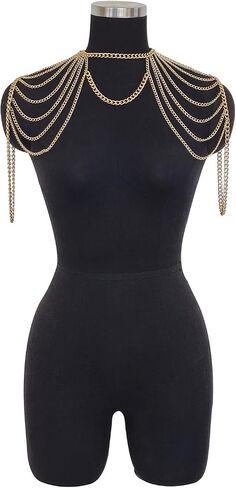 Gold Body Chain Shoulder Chain Punk Layered Arm Chain Women Tasssel Shoulder Necklace Party Nightclub Bridal Body Jewelry in Saudi Arabia