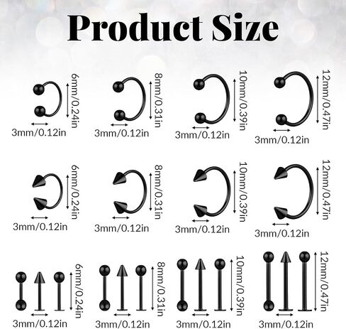 40Pcs lip jewelry, Steel labret piercing jewelry 16G Monroe snake bite jewelrys Helix Earring Daith Tragus Cartilage Studs Nose Septum for Women Men in Saudi Arabia
