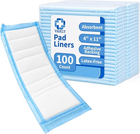 Vakly Postpartum Panty Liner Pads 4" x 11" (25 Pack) – Large Super Absorbent Maternity Pad Liners for Overnight Leak Protection, Incontinence Booster Pads with Adhesive (25, Count) in Kuwait