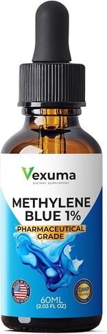 Methylene Blue Drops for Humans (Manufactured in USA) - Pharmaceutical Grade USP Certified 1% Solution Antioxidant Supplement for Brain & Skin Health - 2 fl oz Liquid No Formaldehyde Alcohol-Free in Kuwait