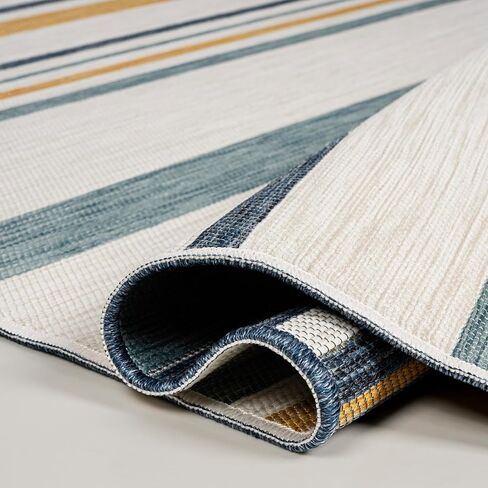 JONATHAN Y Ticking Stripe Reversible Washable Indoor Outdoor Runner Rug 2X8 Cream/Navy, Janus Classic Coastal for Backyard, Patio, Porch, Easy-Cleaning, Pet-Friendly, Non-Shedding (SVH104A-28) in Kuwait