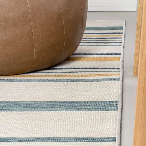 JONATHAN Y Ticking Stripe Reversible Washable Indoor Outdoor Runner Rug 2X8 Cream/Navy, Janus Classic Coastal for Backyard, Patio, Porch, Easy-Cleaning, Pet-Friendly, Non-Shedding (SVH104A-28) in Kuwait