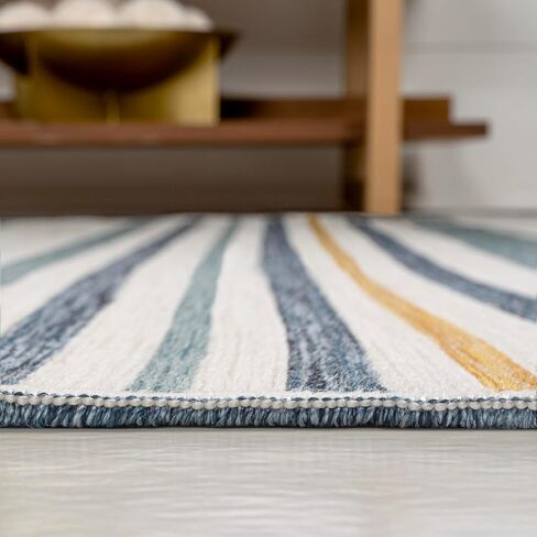 JONATHAN Y Ticking Stripe Reversible Washable Indoor Outdoor Runner Rug 2X8 Cream/Navy, Janus Classic Coastal for Backyard, Patio, Porch, Easy-Cleaning, Pet-Friendly, Non-Shedding (SVH104A-28) in Kuwait