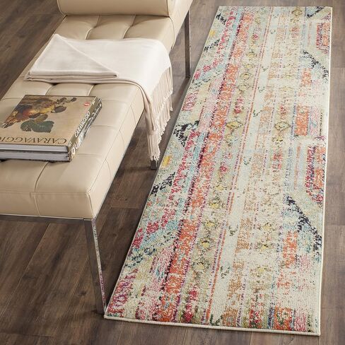 SAFAVIEH Monaco Collection Runner Rug - 2'2" x 10', Multi, Boho Chic Tribal Distressed Design, Non-Shedding & Easy Care, Ideal for High Traffic Areas in Living Room, Bedroom (MNC222F) in Kuwait