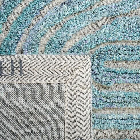 سجادة SAFAVIEH South Hampton Collection عداء - 2'3" x 8'، أزرق، صوف تجريدي مصنوع يدويًا، مثالي للمناطق ذات حركة المرور العالية في غرفة المعيشة وغرفة النوم (SHA301M) in Kuwait