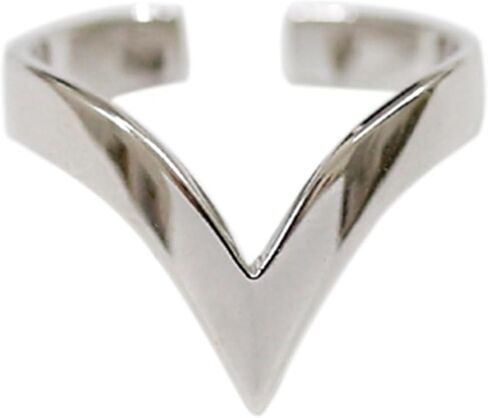 Rhodium on Sterling Silver Pointy Wishbone Triangle Spike V Shape Chevron Ring in Saudi Arabia