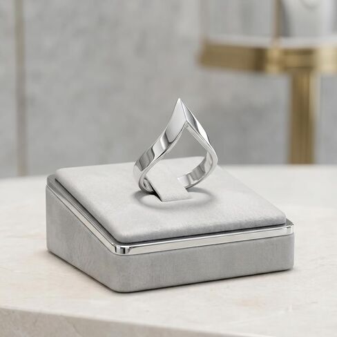 Rhodium on Sterling Silver Pointy Wishbone Triangle Spike V Shape Chevron Ring in Saudi Arabia