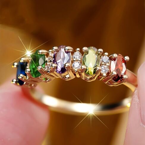 Exquisite Colorful Oval Synthetic Gemstone Rings for Women Daily Party Birthday Rings Jewelry Gift in Kuwait