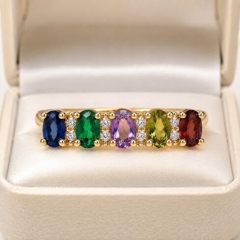 Exquisite Colorful Oval Synthetic Gemstone Rings for Women Daily Party Birthday Rings Jewelry Gift in Kuwait