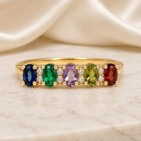 Exquisite Colorful Oval Synthetic Gemstone Rings for Women Daily Party Birthday Rings Jewelry Gift in Kuwait