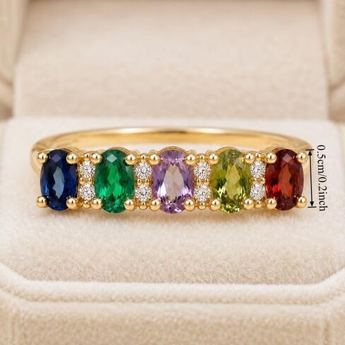 Exquisite Colorful Oval Synthetic Gemstone Rings for Women Daily Party Birthday Rings Jewelry Gift in Kuwait